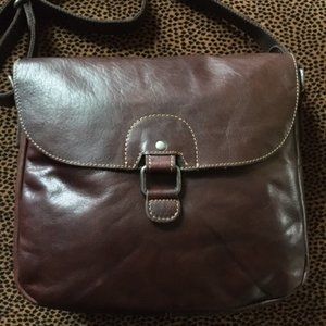 Brown Genuine Leather Crossbody Shoulder Bag/Purse